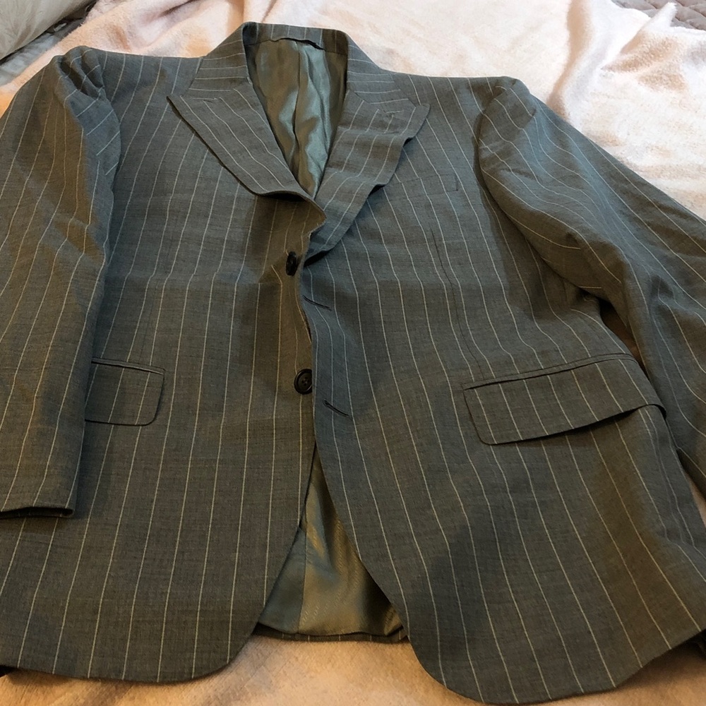 Canali Men’s Grey And White Stripe Suit Jacket